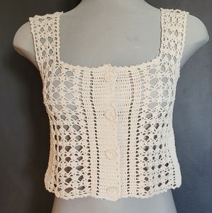 Handmade Cream Crochet Crop Top